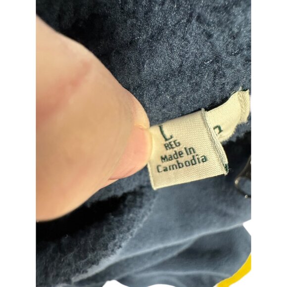 Vintage L.L.Bean Mens Fleece Pullover Jacket L Blue & Yellow Trim. Size M - Picture 5 of 8